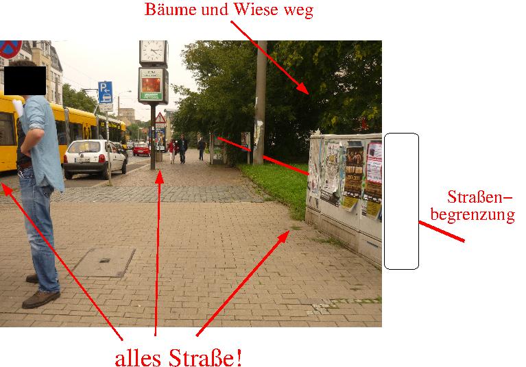 Postgelaende die Strasse wird extrem breit